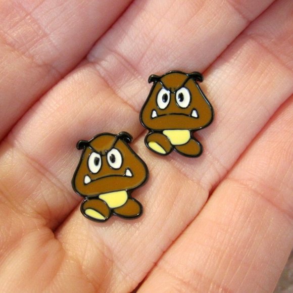 Goomba Earrings Gaming Gamer~Hypoallergenic - Picture 3 of 3
